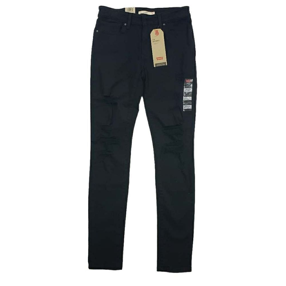 NWT Levis 711 Skinny Ripped Mid Rise Black Jeans